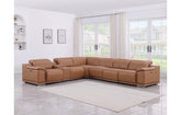 9762 DivanItalia Cognac 7-Piece Sectional with 4 Power Recliners and 1 Console Top Grain Italian LeatherModel:  9762-COGNAC-7PC-4PWR-SECTIONAL-GROUP